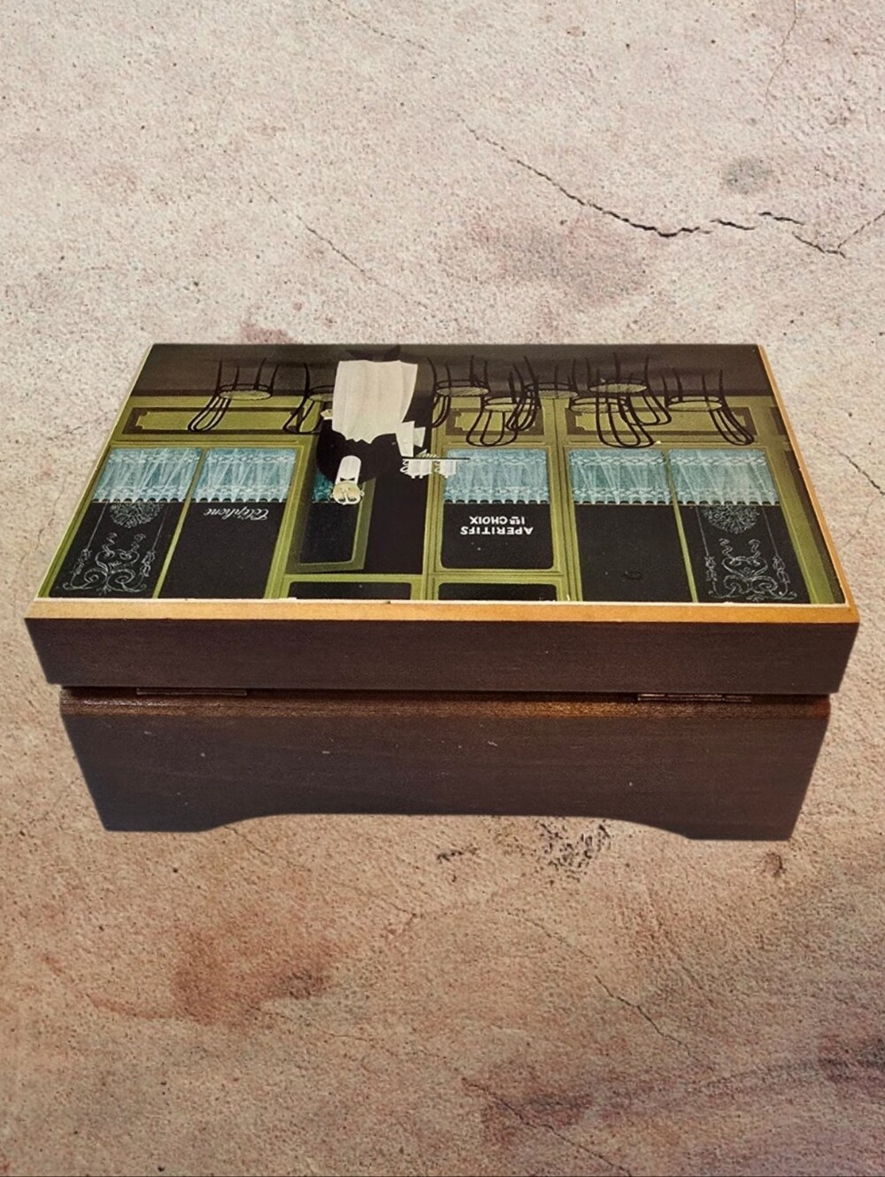 Reuge Vintage Wood And Decoupage Art Music Box - Picture 5 of 7